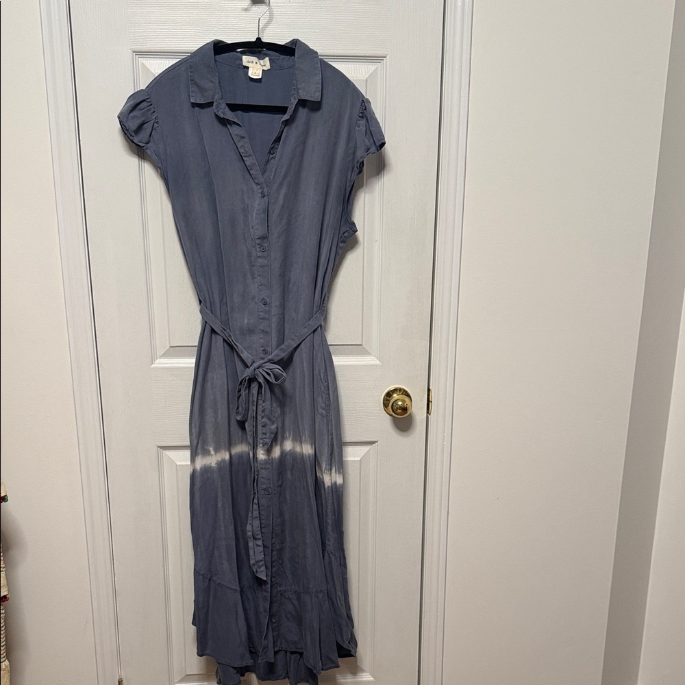 Elegant Blue Tie-Dye Maxi Dress